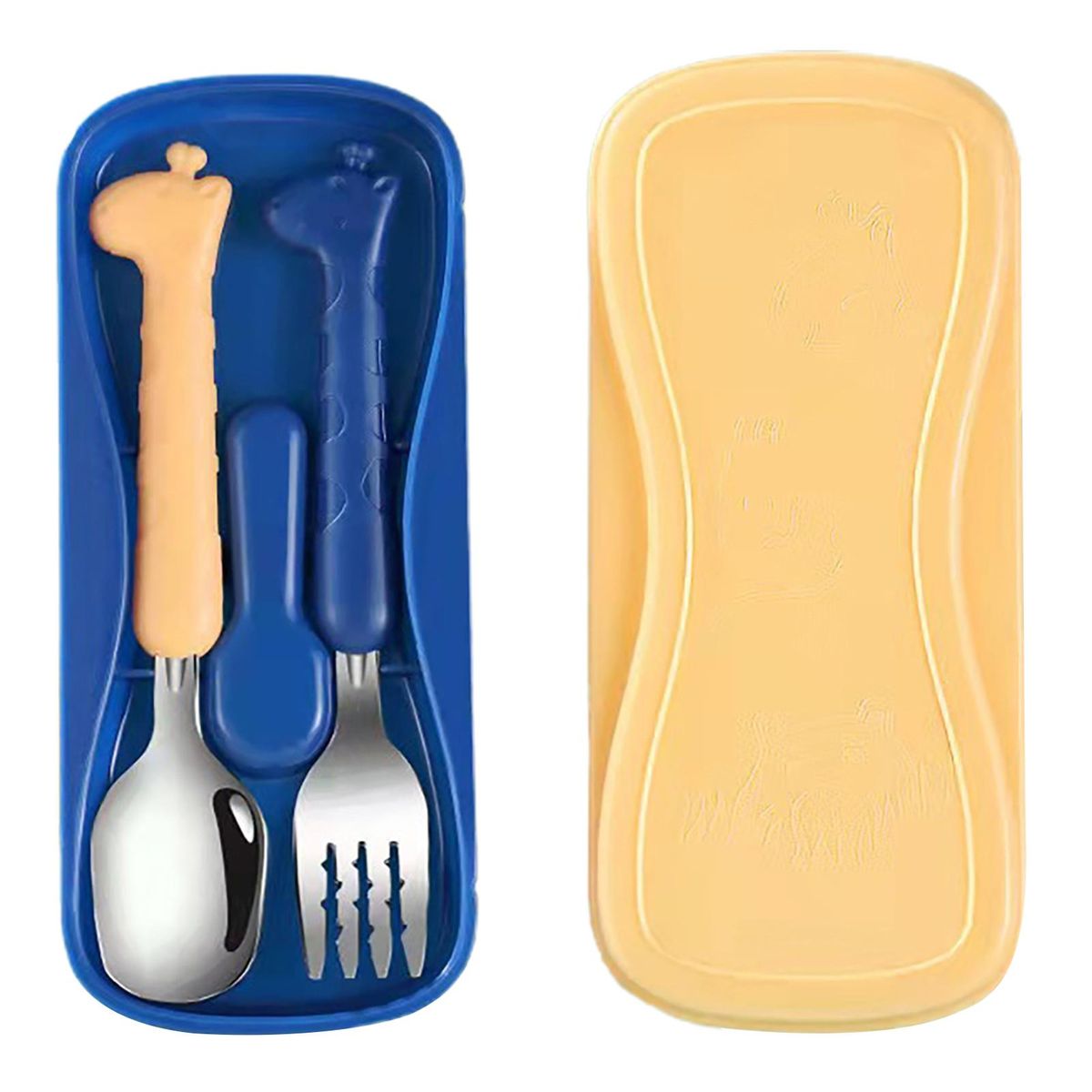 1 Set Baby Tableware Set Infant Food Feeding Spoon Fork Blue