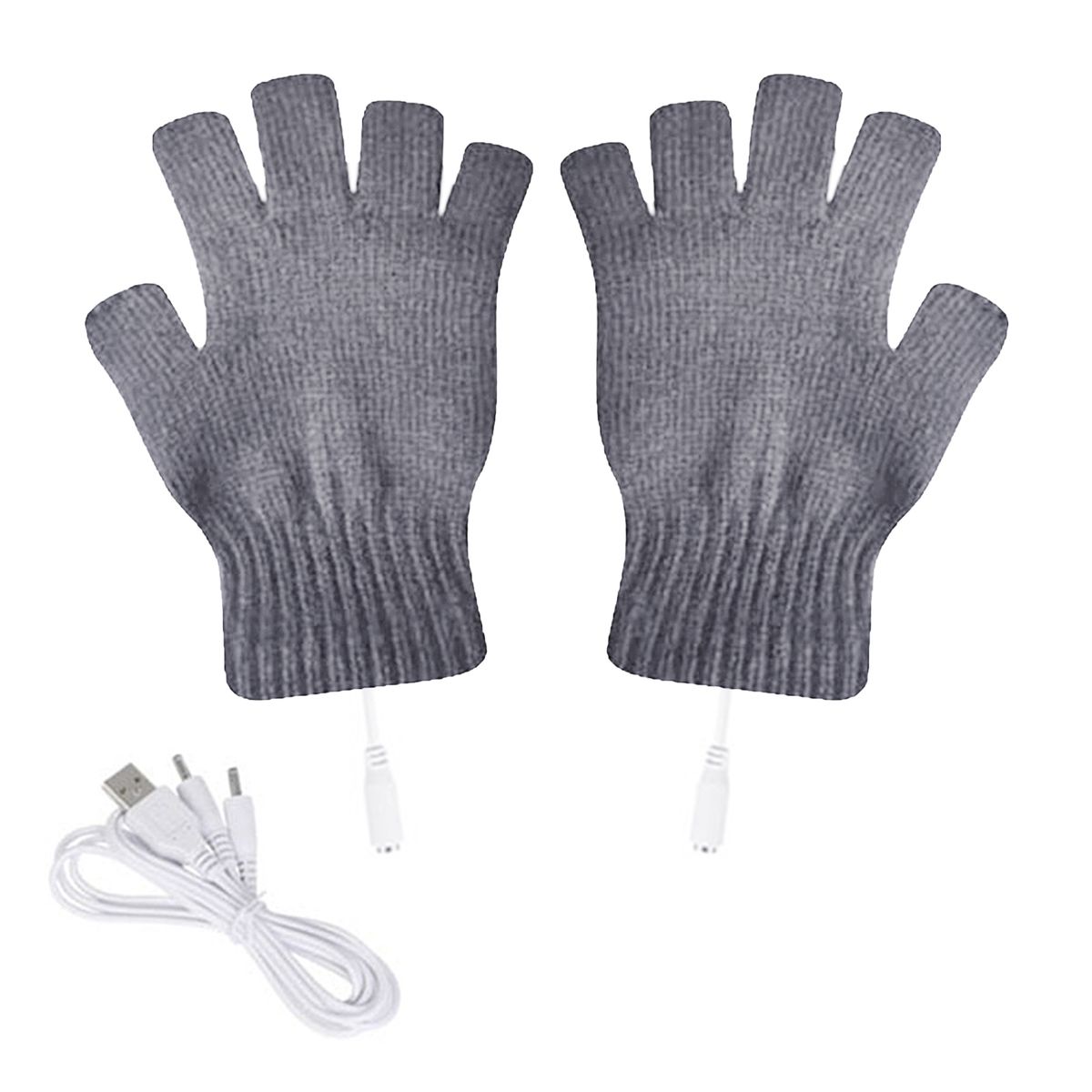 1 Pair Electric Gloves Knitted Warm Heated Thermal Gloves Grey