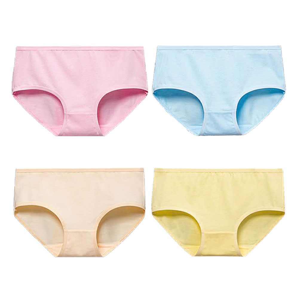 Women Fashion Mid Waist Elastic Solid Color Simple Breathable Modal Underwear