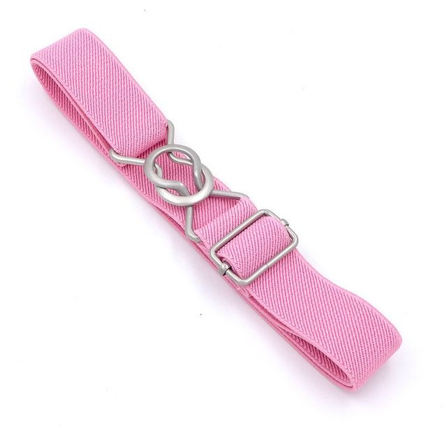 Candy-colored 8-Character Clasp Elastic Braided Belt For Children(Pink )