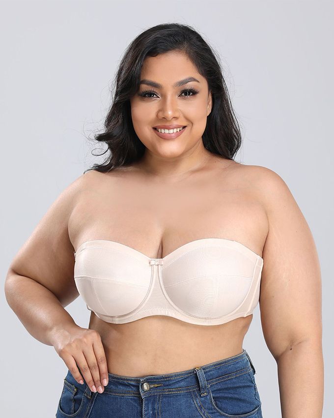 Plus Size No Padding Ultra Support Convertible Underwire Strapless Bra