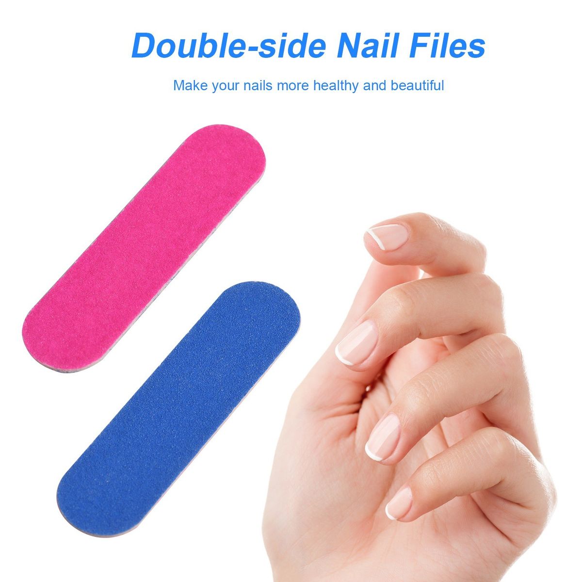 10Pcs/20Pcs Double-side Nail Files Mini Disposable Nail Buffer DIY Sandpaper Nail Tips Pink Blue Sanding Block Nail Art Tools