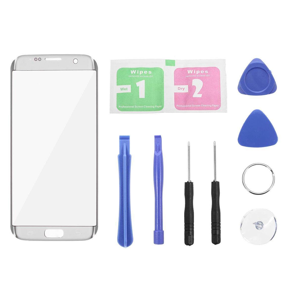 For Samsung GALAXY S7 Edge G935 Front Outer Glass Screen Lens Replacement +Tools Rose Gold Silver (silver)