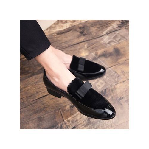 Men Dress Shoes Office Patent SUEDE TIE Wedding Shoes Black