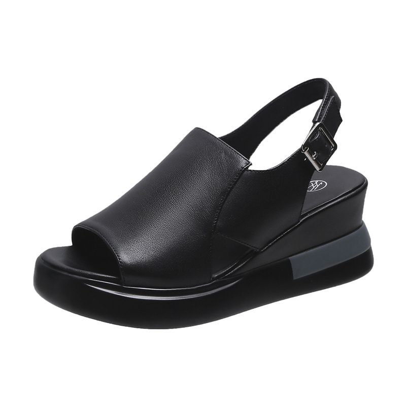 Retro Women Platform Sandals Causal Sandal(black)