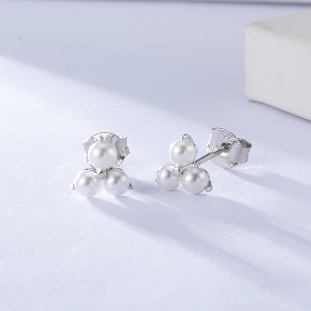 S925 Sterling Silver Pearl Earrings Korean Style Simple Graceful Internet Influencer Earri