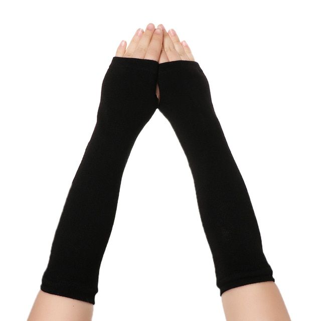1pair Women Girls Hand Arm Warmer Fingerless Cotton Long Gl