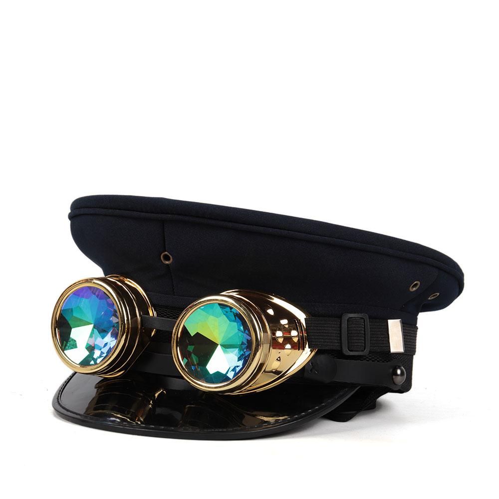 Womem Men Handmade Steampunk Glasses  Hat Captain Sergeant Hat Performance Halloween Festival Part Hat