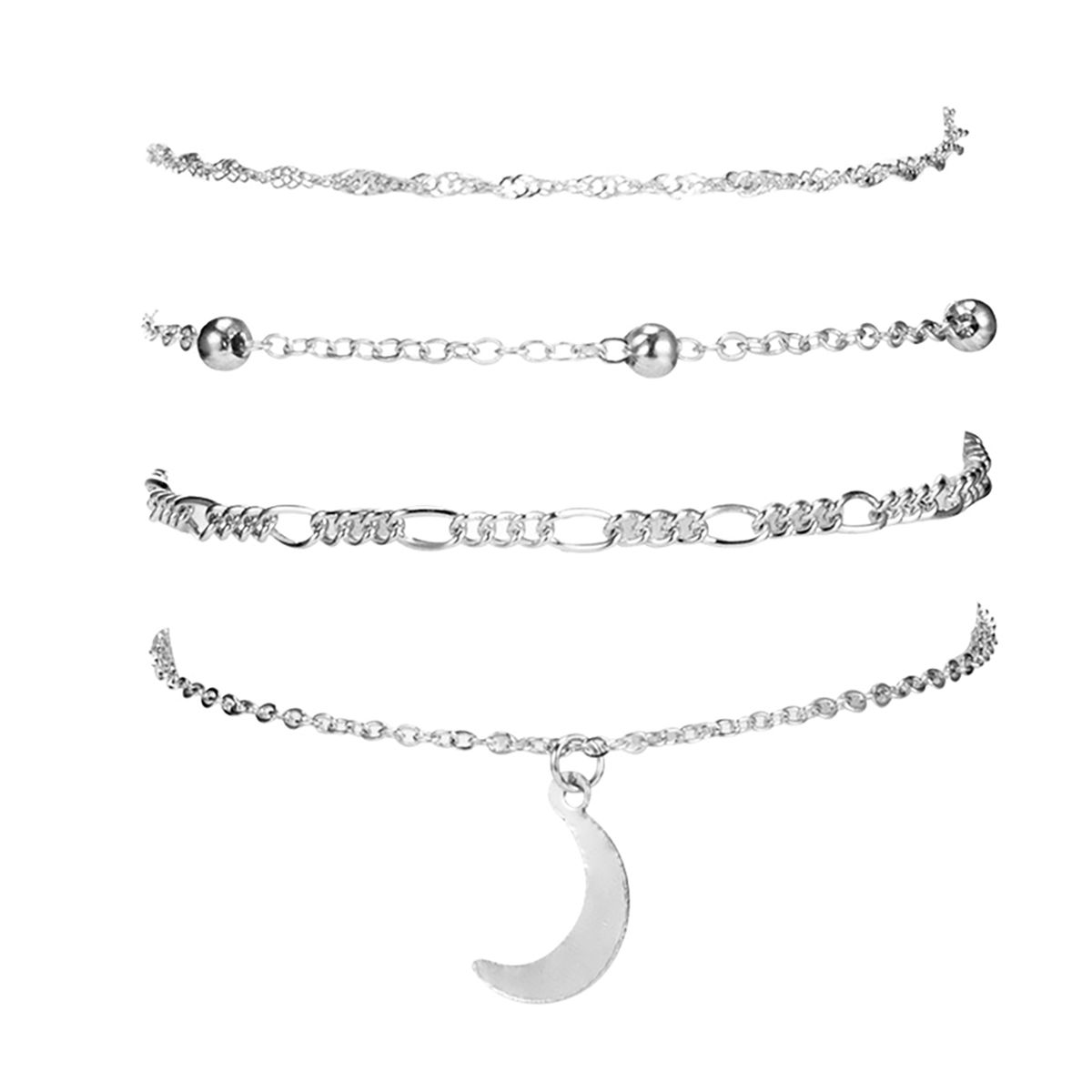 Anklet Moon Charm Exquisite Alloy Fashionable Ankle Bracelet For Dating-Silver