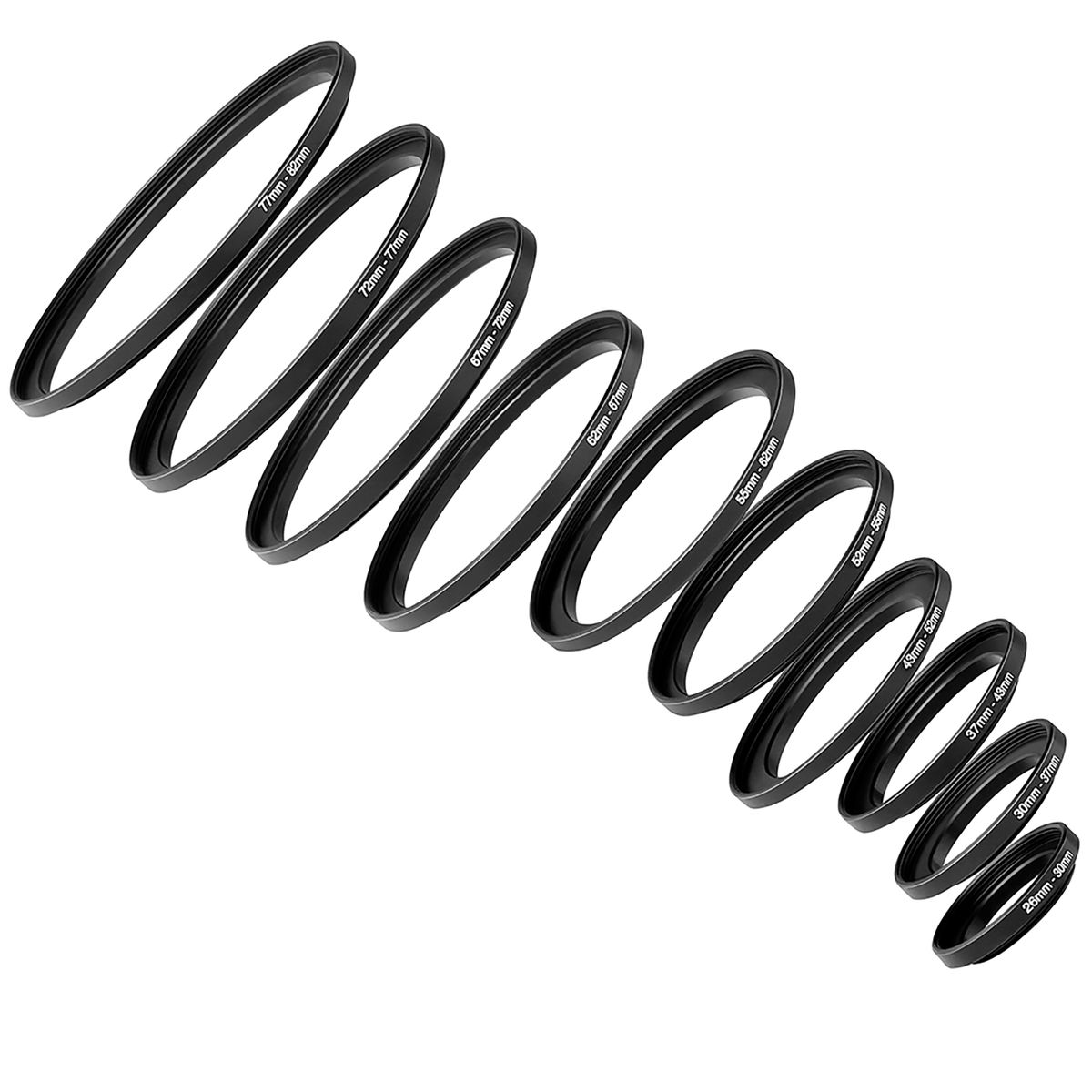 Neewer® 10 Pieces Anodized Black Metal Step-up Adapter Ring Set