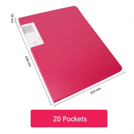 Transparent Poly Pocket Folder A3 Paper Document Organizer Display Book Clear Sheet Protector File Folder For Drawings Paintings 20 Pockets