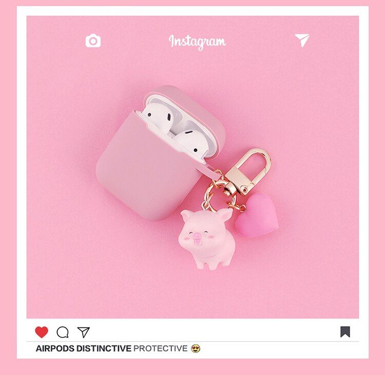 Cute Pink Pig Case For Airpods 123 Pro Case Silicone Bluetooth Earphone Accessories Headphones Protect Cover With Key Ring