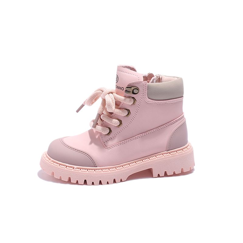 Children's Non-slip Plush Lining Warm Martin Boots Snow Boots-Pink