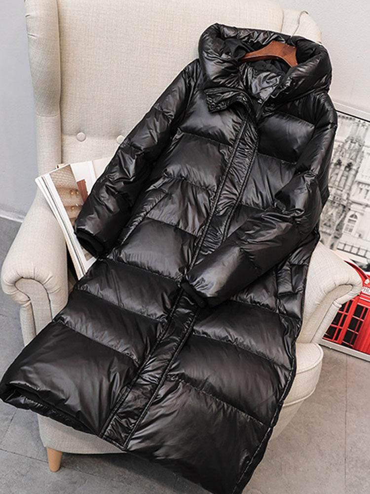 Off season glossy down jacket for women 2022 new mid length, knee length, oversized white duck down