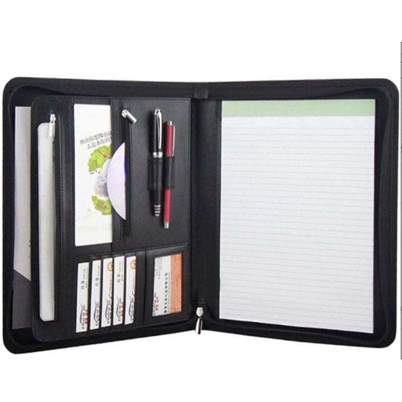 PU Leather Portfolio With Zipper For Notepad 10
