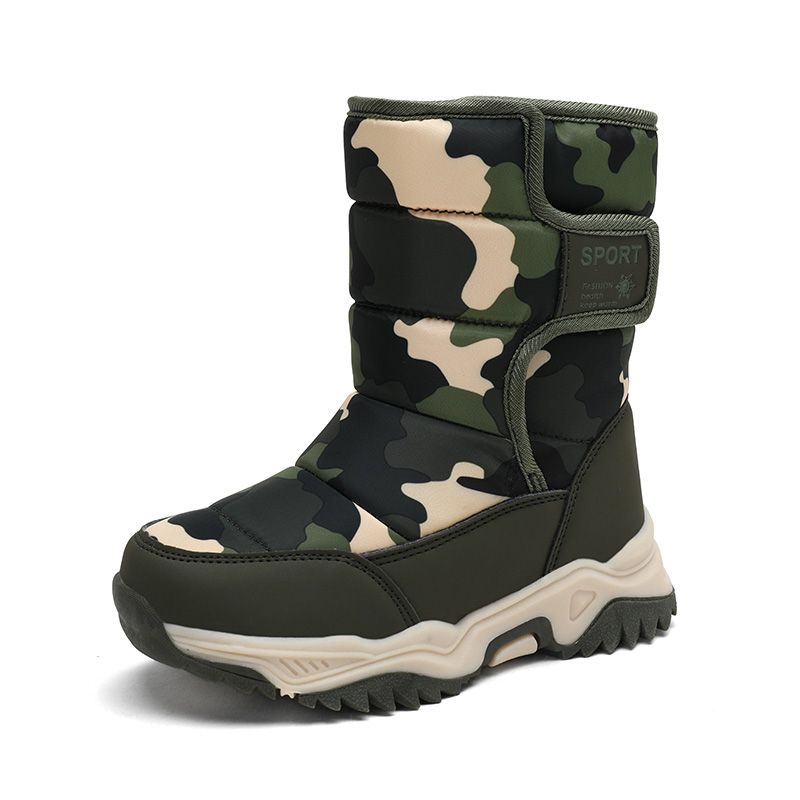 Children's Outdoor Snow Boots Plush Lining Warm Non-slip Boots-Green