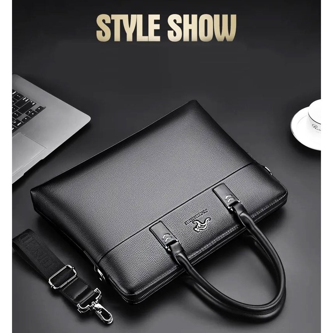 Men's Briefcases Office Leather Handbag Messenger Laptop Shoulder Side Crossbody Bag