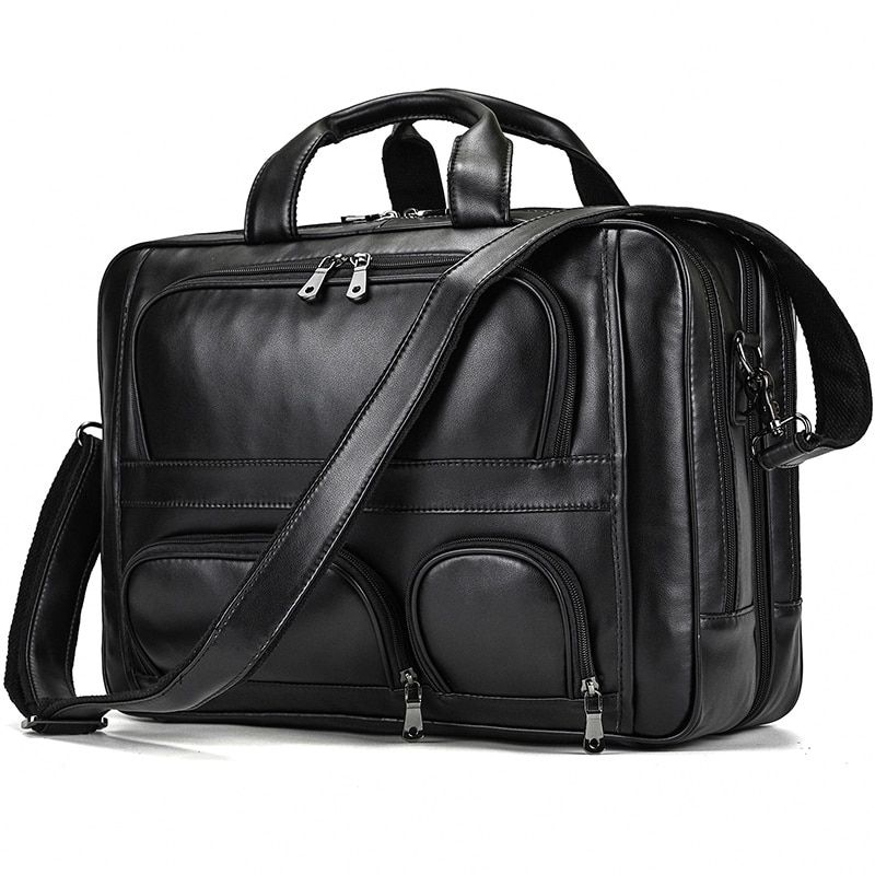Newsbirds Real Leather Briefcase Office Working Bag Laptop Bags Genuine Leather 17Inch