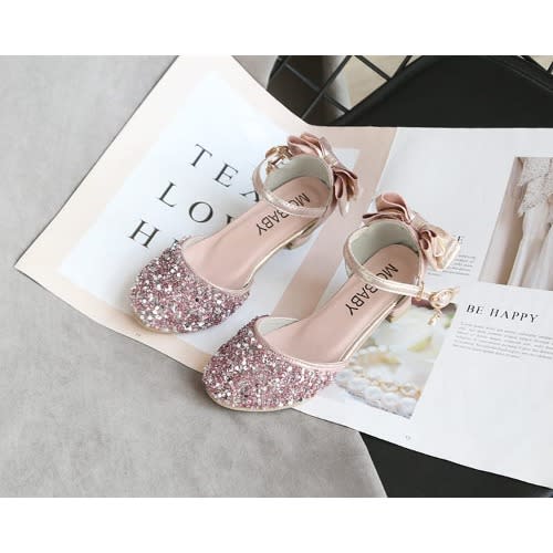 Girl Shimmer Shoes With Heels - Pink