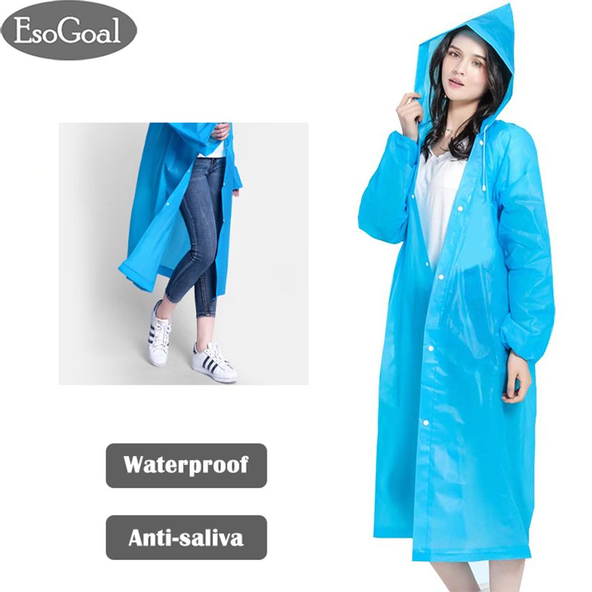 EsoGoal Portable Raincoat Waterproof With Hat - Blue
