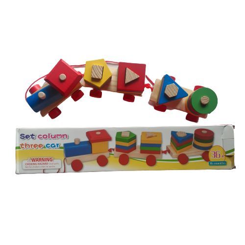 Set Column Three Car Wooden Train Stacker