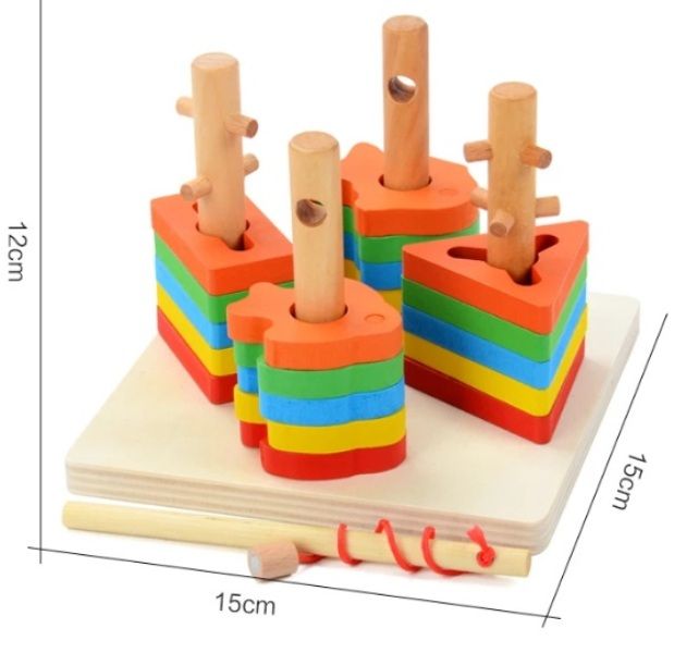 Wooden Shape Matching Four Sets Of Column With Magnetic Fishing Pole