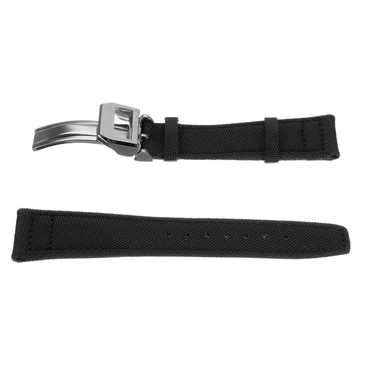 22mm Nylon Fabric Leather Watch Band Strap For IWC Portuguese Top 22mm Black