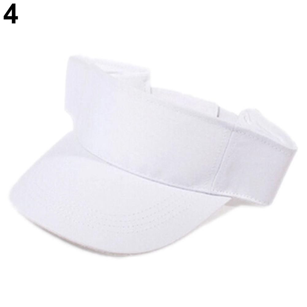 Men Women Summer Adjustable Sun Visor Tennis Golf Hat-White