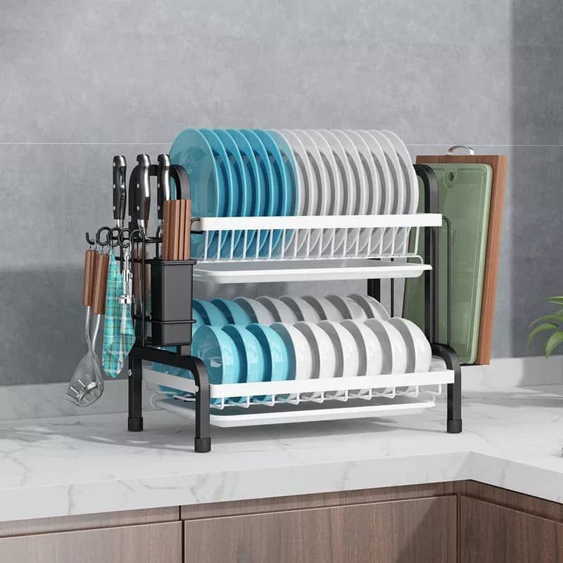 2 Tier Plate Rack Dish Drainer Rack Holder
