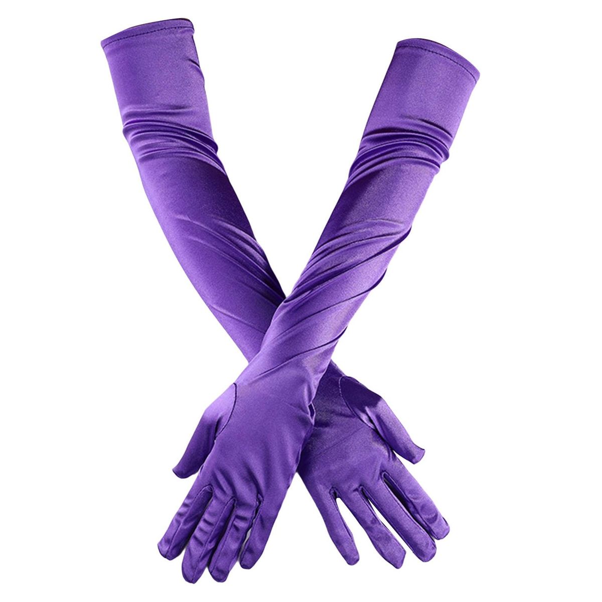 1 Pair Women Colorful Over Elbow Long Purple