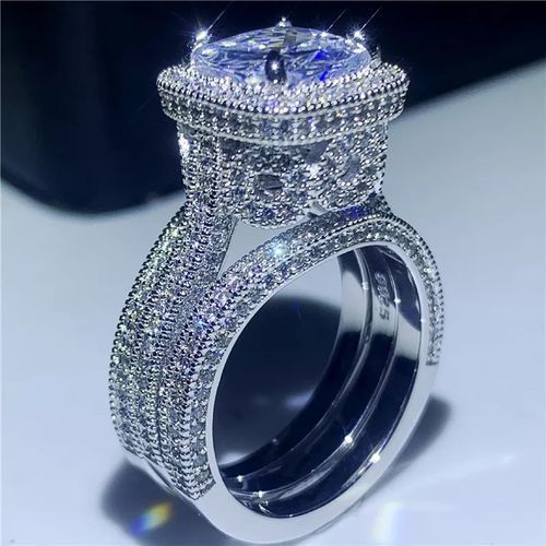 2022 Luxury Bold Diamond Set  For Couples With Plain Band (4 In One)