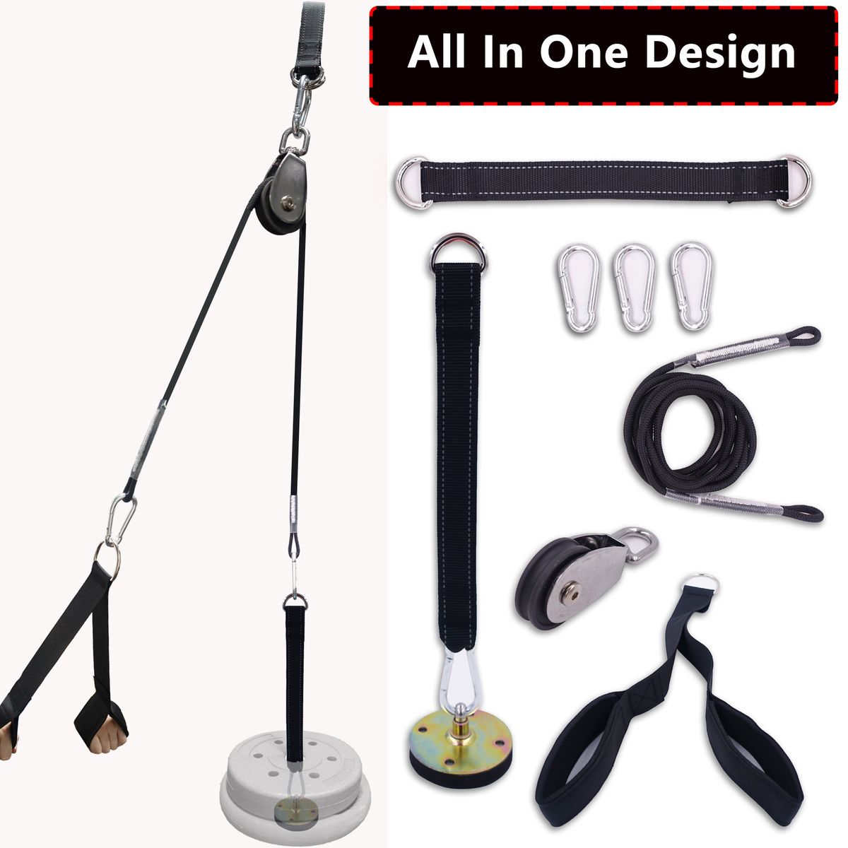 Gym DIY Fitness Biceps Triceps Forearm Trainer Strength Trainer Heavy Duty Pulley Cable Machine