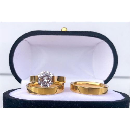 Italian 18 Karat Gold Plated Wedding Ring Set G8