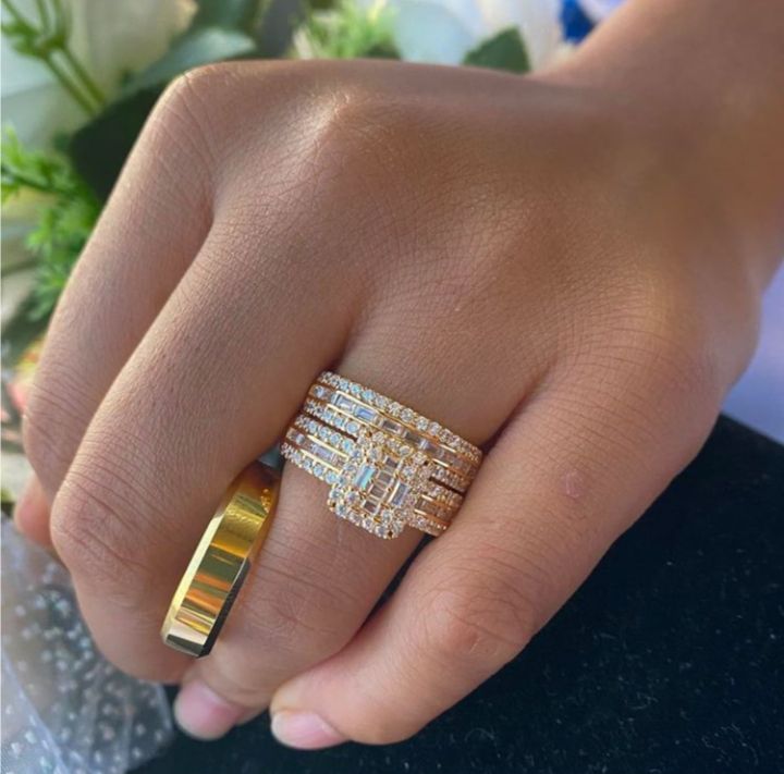 Luxury Gold Plated Wedding Ring Set B9
