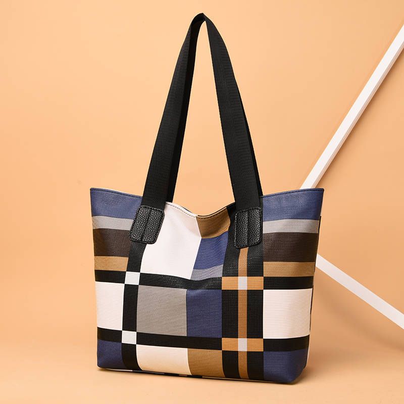 Ladies Casual Fashion Oxford Shoulder Bag - Plaid