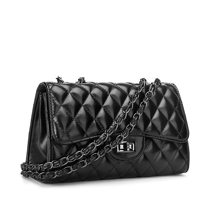 Women's Vintage Argyle Across Body Shoulder Bag - Black