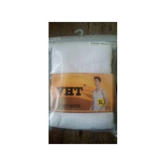 VHT Round Neck 2-in-1 Men's Classic White Singlet (NET VESTS)
