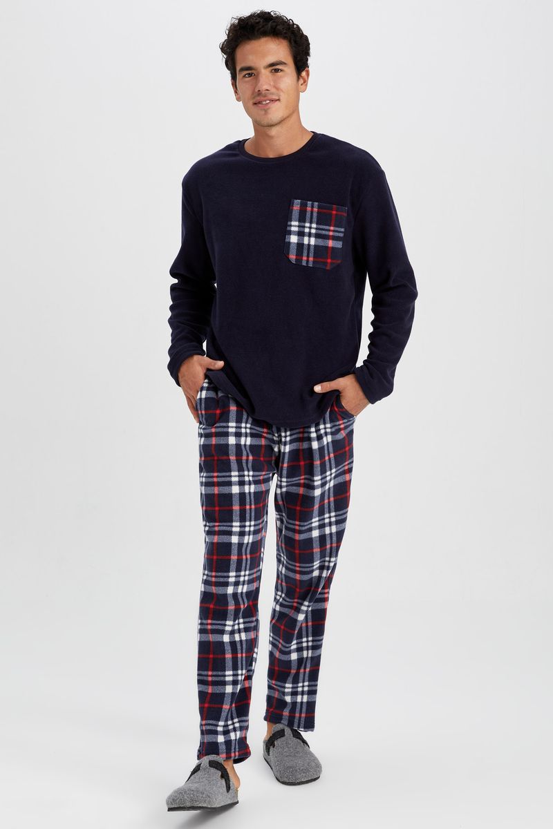 Man- 2-Pack Crew Neck Long Sleeve Regular Fit Homewear Knitted Sets-Navy Blue