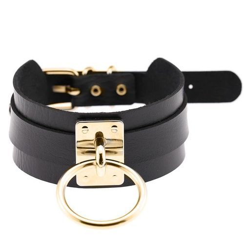 Night Club Men Women O Ring Pendant Collar Faux-Black