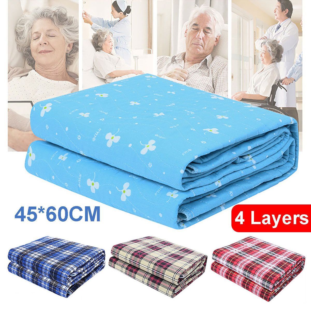 Waterproof Underpad Bed Pad Incontinence Kids Adult Mattress Protector Washable Red