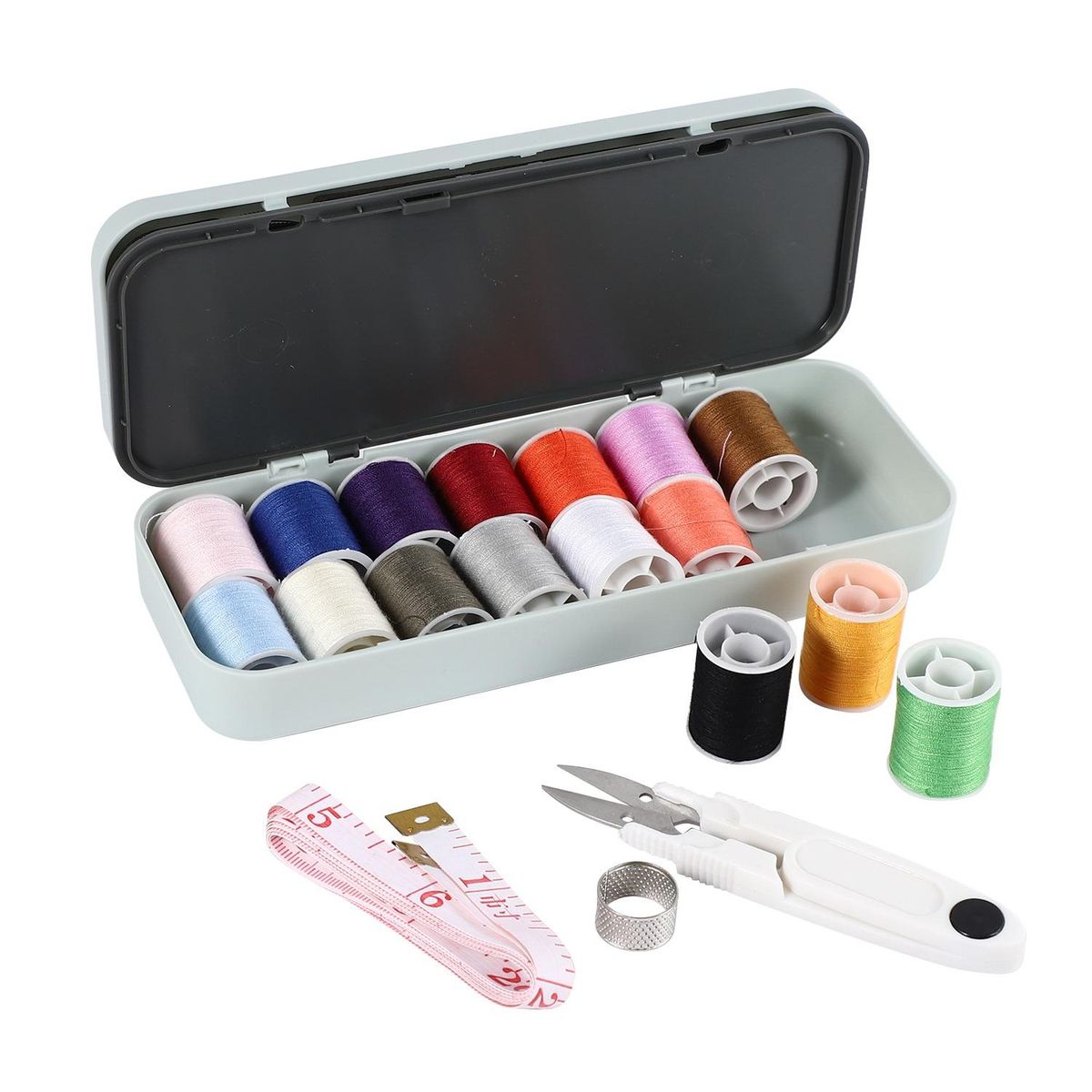 1 Set Multifunctional Portable Sewing Threads Kit for Home Travel Professional Sewing Organizer Storage Box,Light Blue