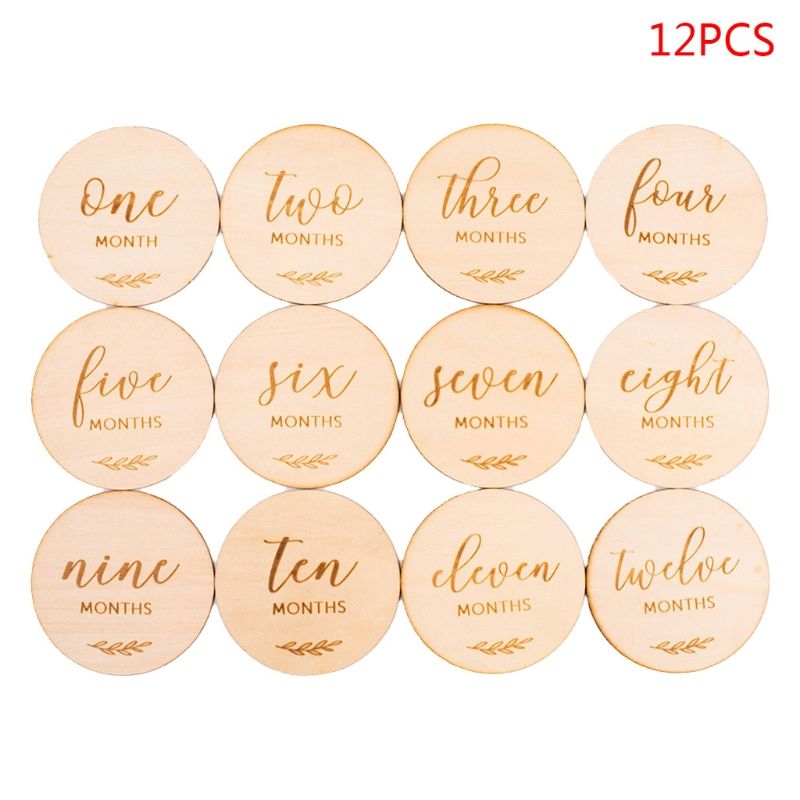 Disc Announcement Signs Leaves Baby Milestone Cards Birth Card Months Card Baby Cards Monthly Wooden Milestone Circle