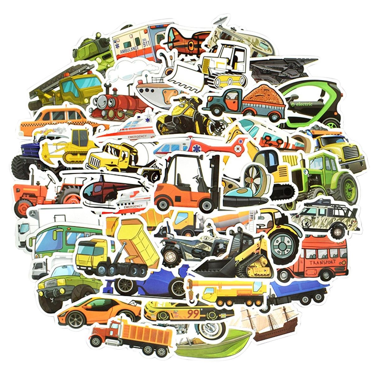 50Pcs Car Stickers Journal Album Scrapbooking Stationery Stickers
