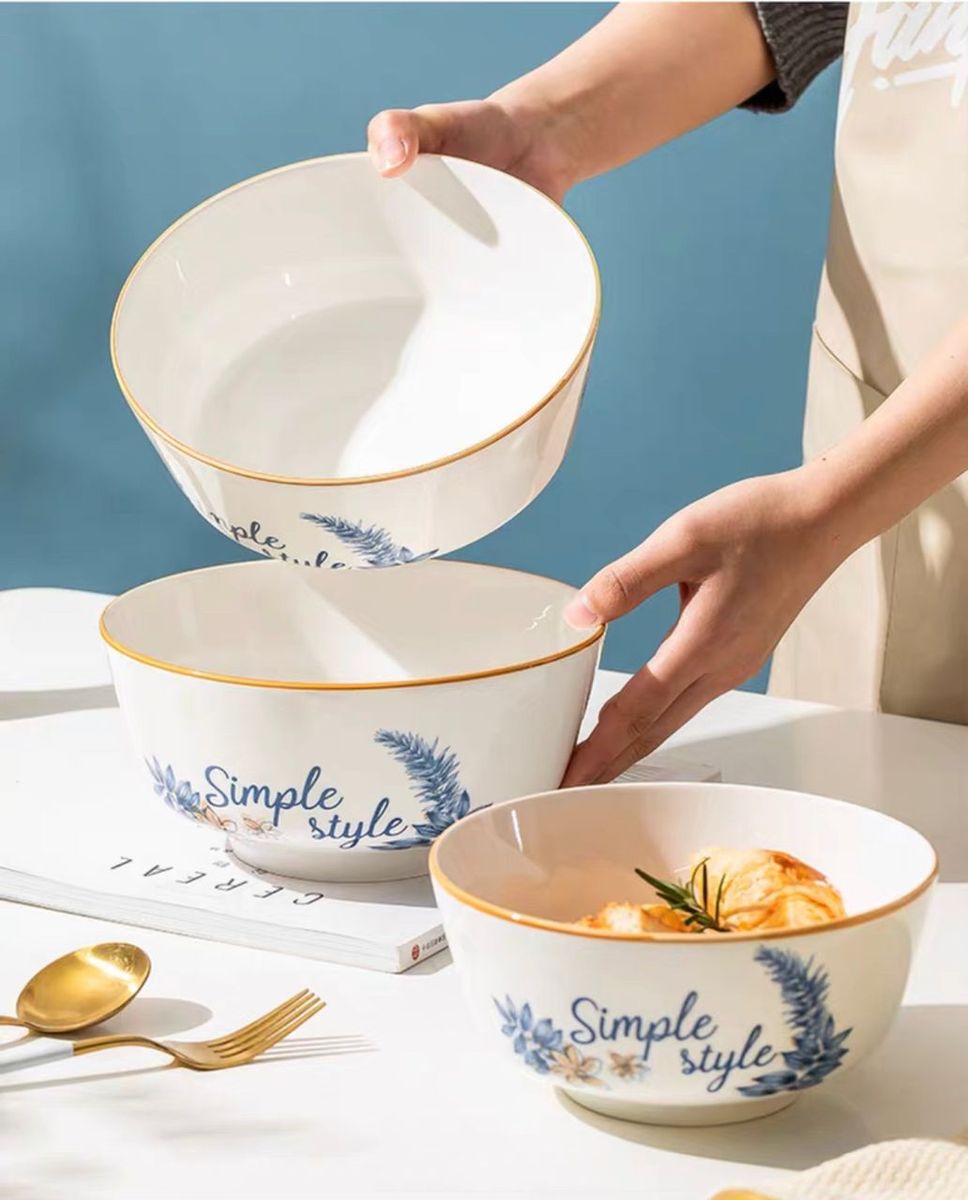 Simple Style Ceramic Glass Bowl Plate (3pcs)