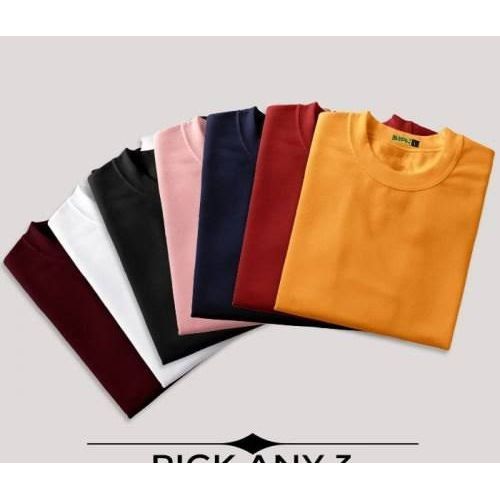 7 Round Neck Tee For Men And Women - Yellow, Black, White, Wine, Pink, Navy Blue
