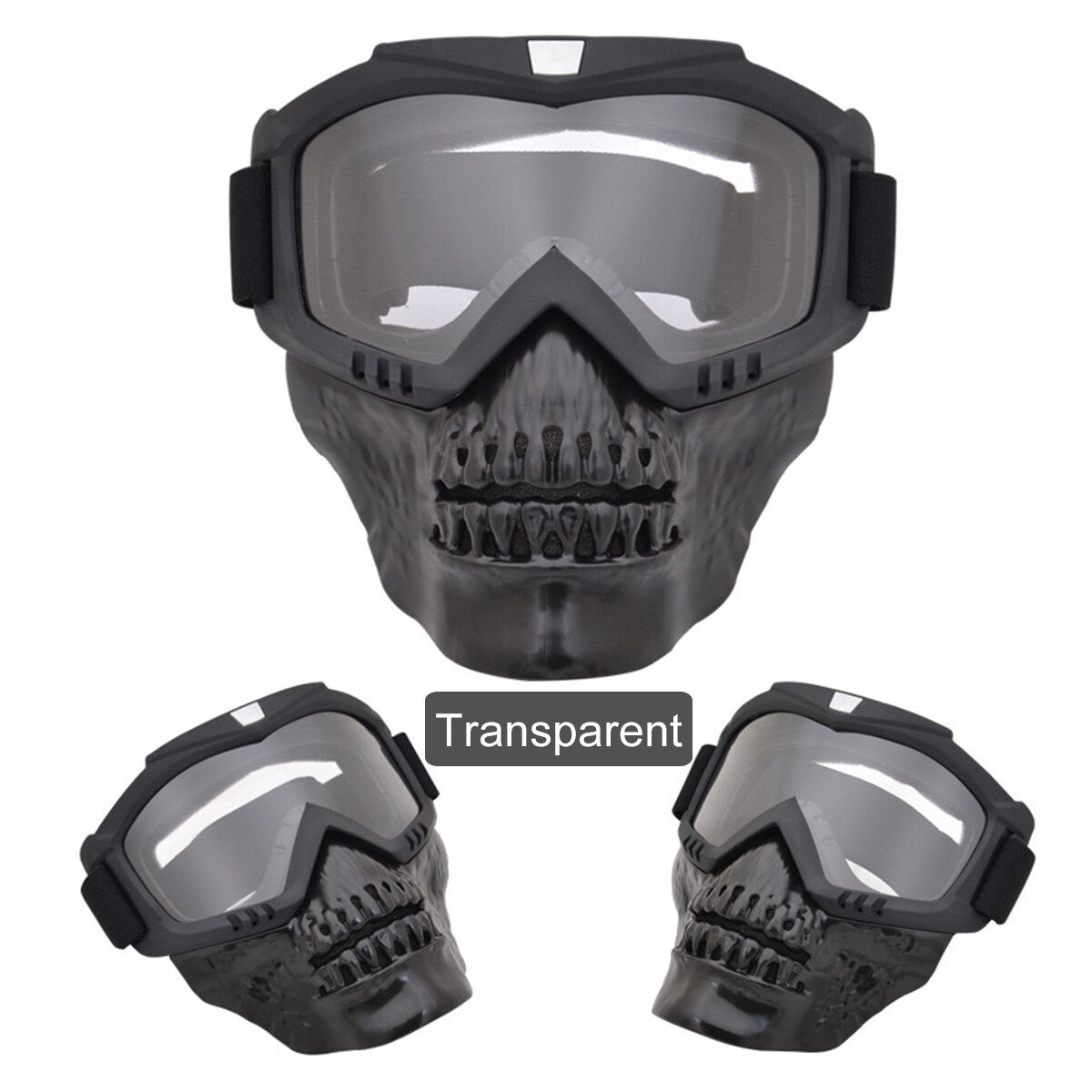 Motorcycle Skull Face Outdoor Cover Sports Bike Shield Glasses White