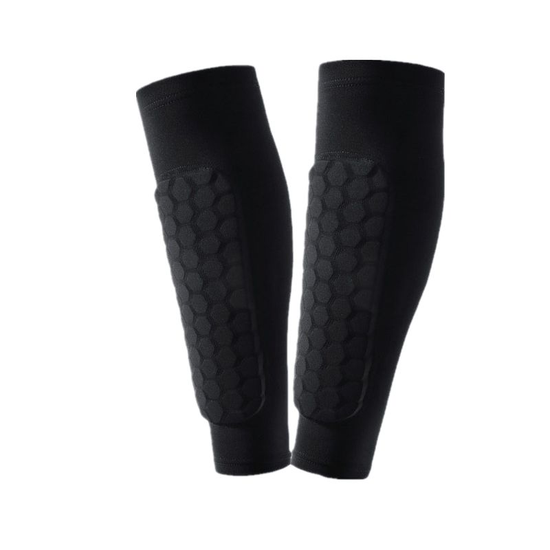 Professional Match Sports Shin Guards Honeycomb Anti-Collisio Protection Calf Cover Men's Adult Student Youth Shank Protector-BBX19-Black A Pair