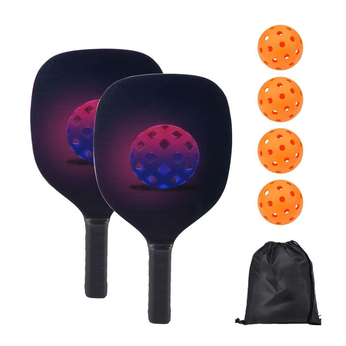 Pickleball Paddles Set With 2 Paddles 4 Balls Storage Bag