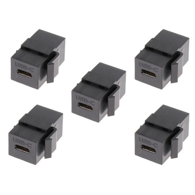 Type C Module Adapter Insert Plastic USB C Keystone   Black (Pack Of 5