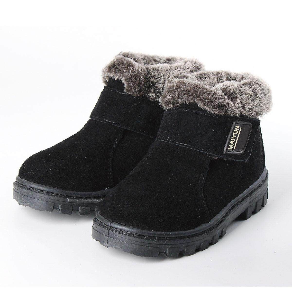 New Girls Boys Winter Warm Boots Kids Children Cotton Leather Shoes Snow Boots Black Black 31